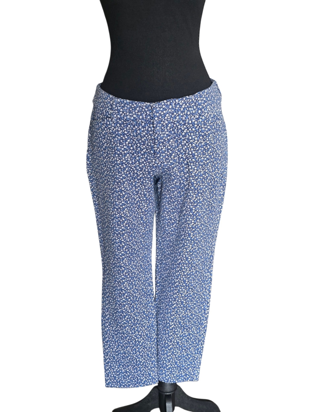 Old Navy Blue Micro Floral Cropped Straight-Leg Pants
